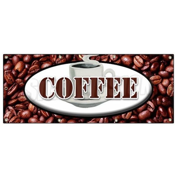 COFFEE BANNER SIGN shop cafe beans hot cappuccino signs iced fresh